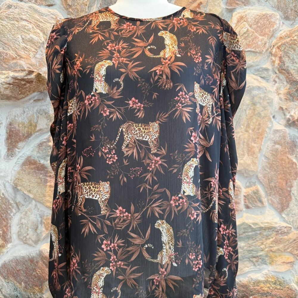 Generation Love Floral Print Crew Neck Blouse Size: L - Picture 2 of 4